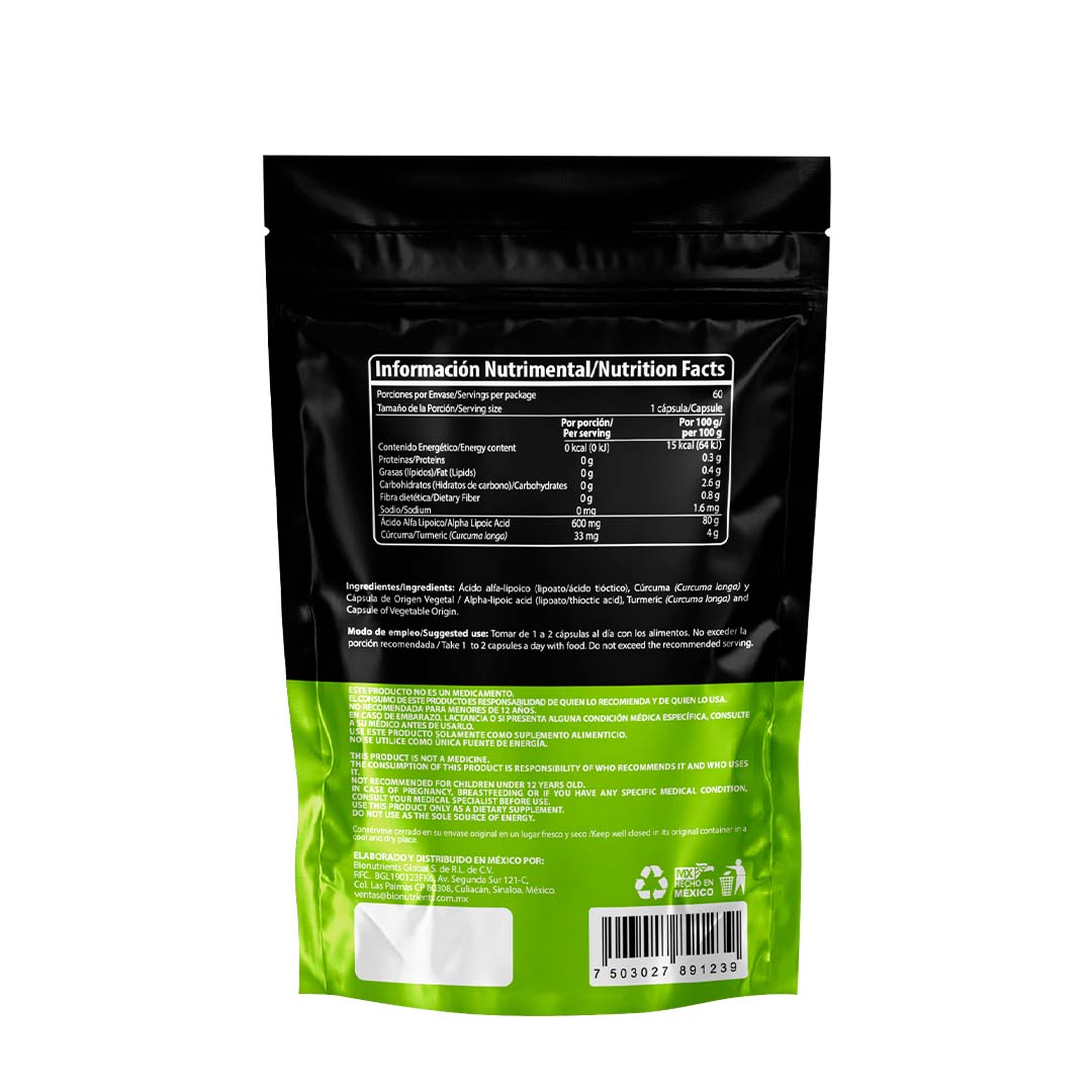Ácido Alfa Lipoico + Cúrcuma | 60 cáps